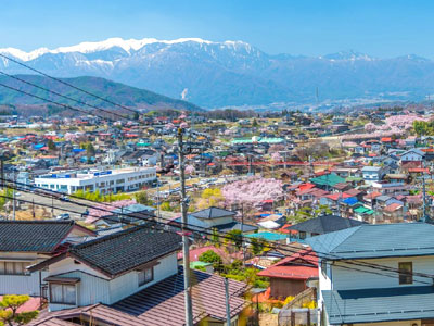 Ina city landscape background